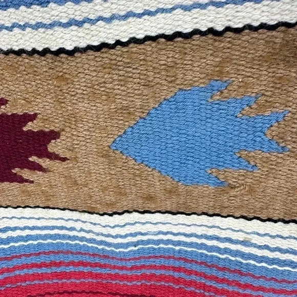 Hand woven 2’x4’ wool rug or wall hanging Southwestern, Zapotec Navajo 28”x58” - Picture 4 of 5